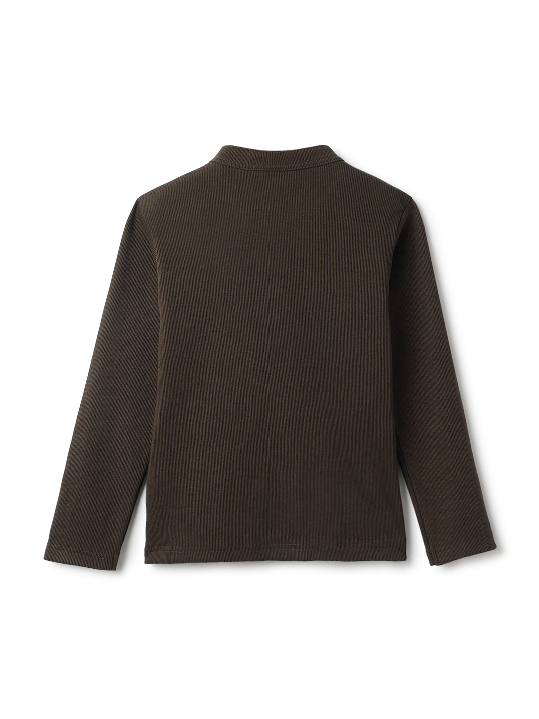 Boys Olive Henley Neck Solid T-Shirt