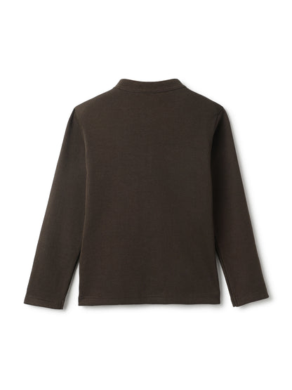 Boys Olive Henley Neck Solid T-Shirt