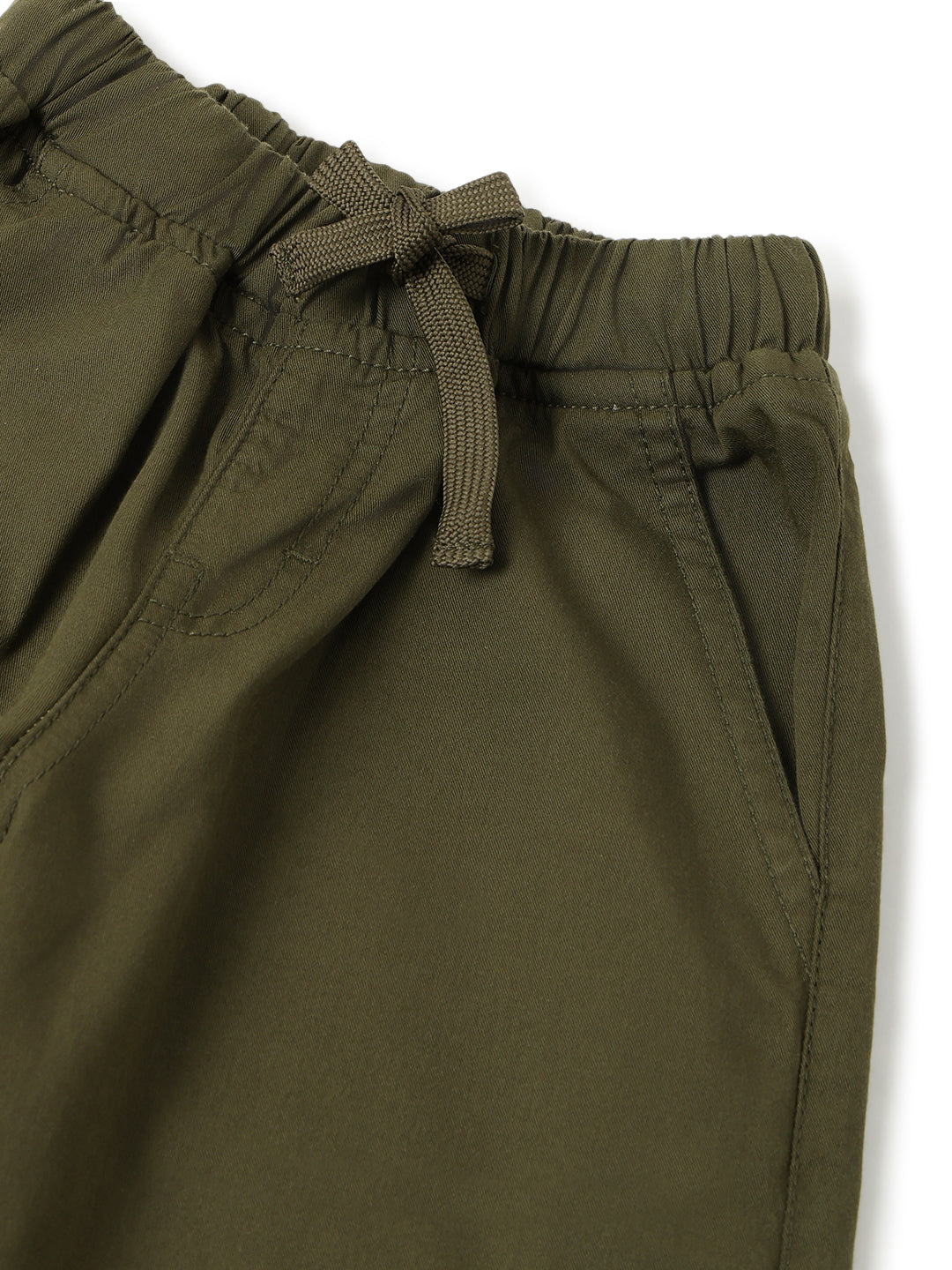 Boys Olive Cotton Solid Joggers