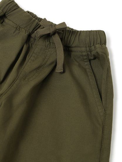 Boys Olive Cotton Solid Joggers