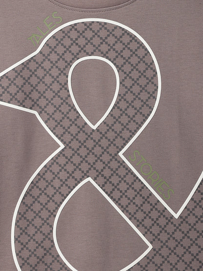 Boys Cotton Printed Grey T-Shirt With Beige Cotton Solid Slim Fit Trouser