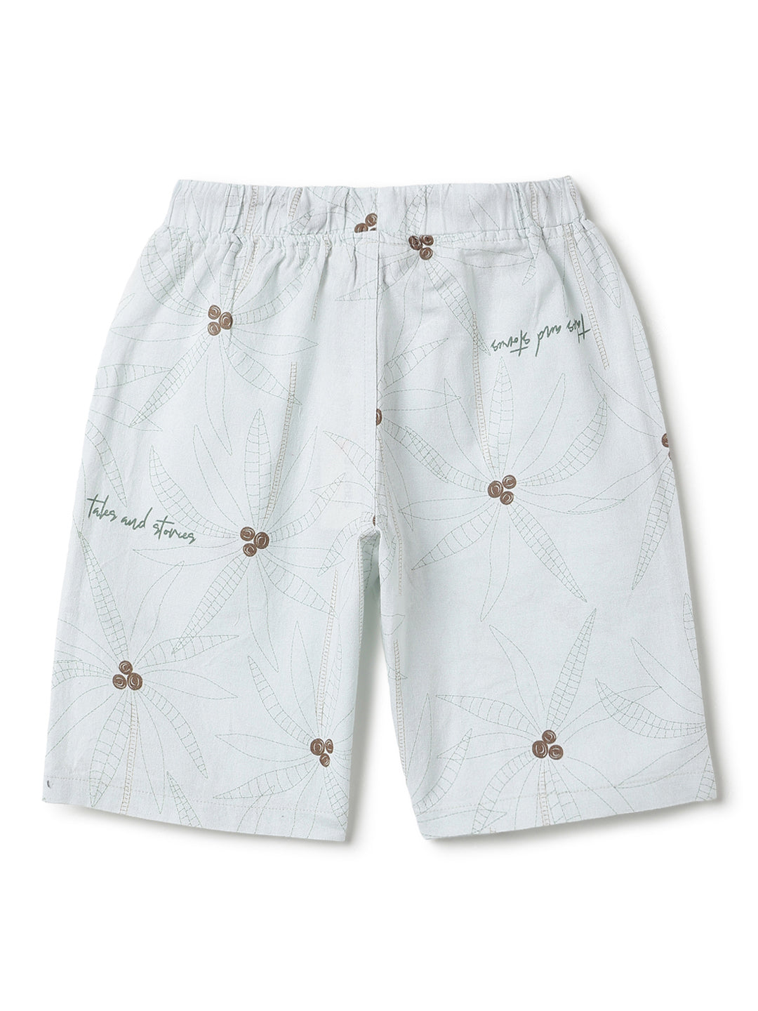 Boys Off White Printed Knee Length Shorts