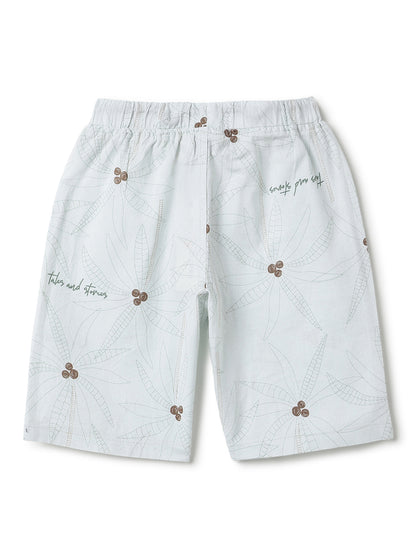 Boys Off White Printed Knee Length Shorts