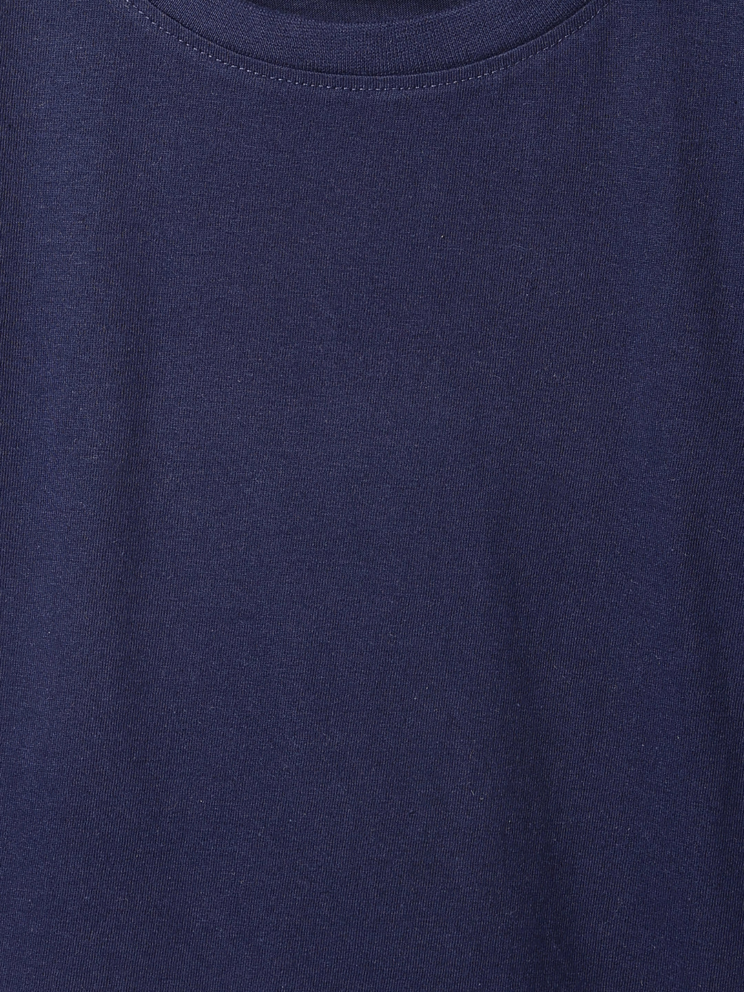 Boys Navy Blue Cotton Solid T-Shirt