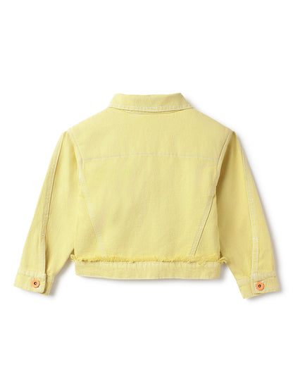 Girls Yellow Cotton Jacket