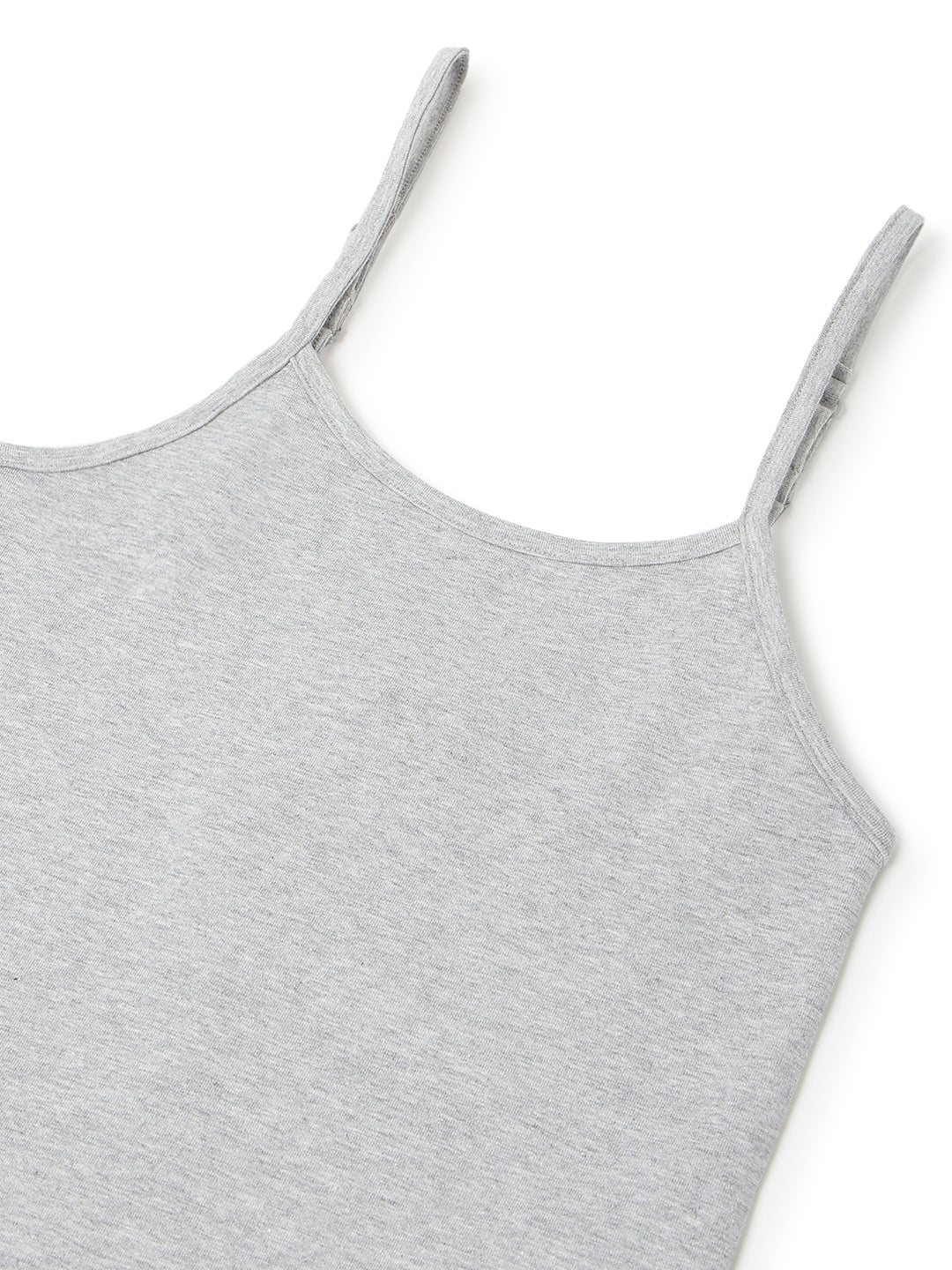 Girls Grey Lycra Regular Fit Spaghetti Sleeve Solid Camisole