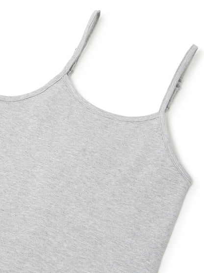 Girls Grey Lycra Regular Fit Spaghetti Sleeve Solid Camisole