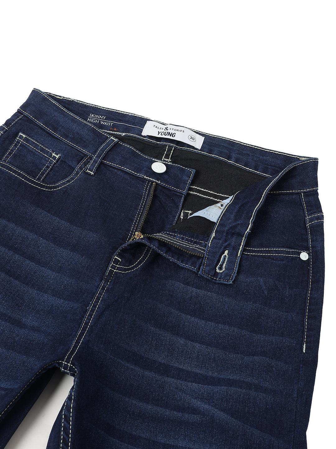 Women Denim Lycra Dark Blue Washed Jeans