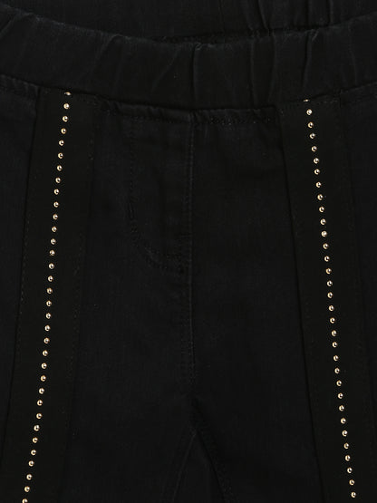 Girls Black Denim Jegging