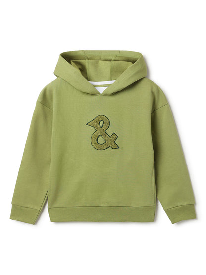 Unisex Olive Solid Fleece Hooded Co-ord Set