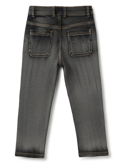 Boys Black Denim Tapered Fit Jeans