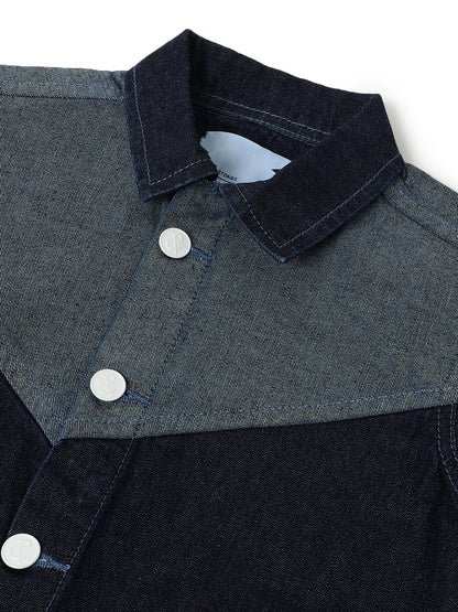 Boys Blue Denim Cotton Washed Full Sleeve Jacket