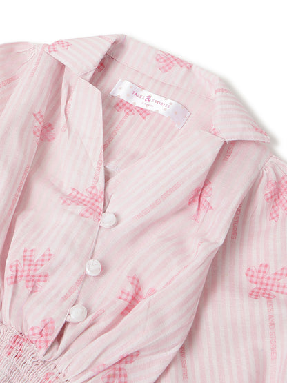 Girls Pink Cotton Printed Top
