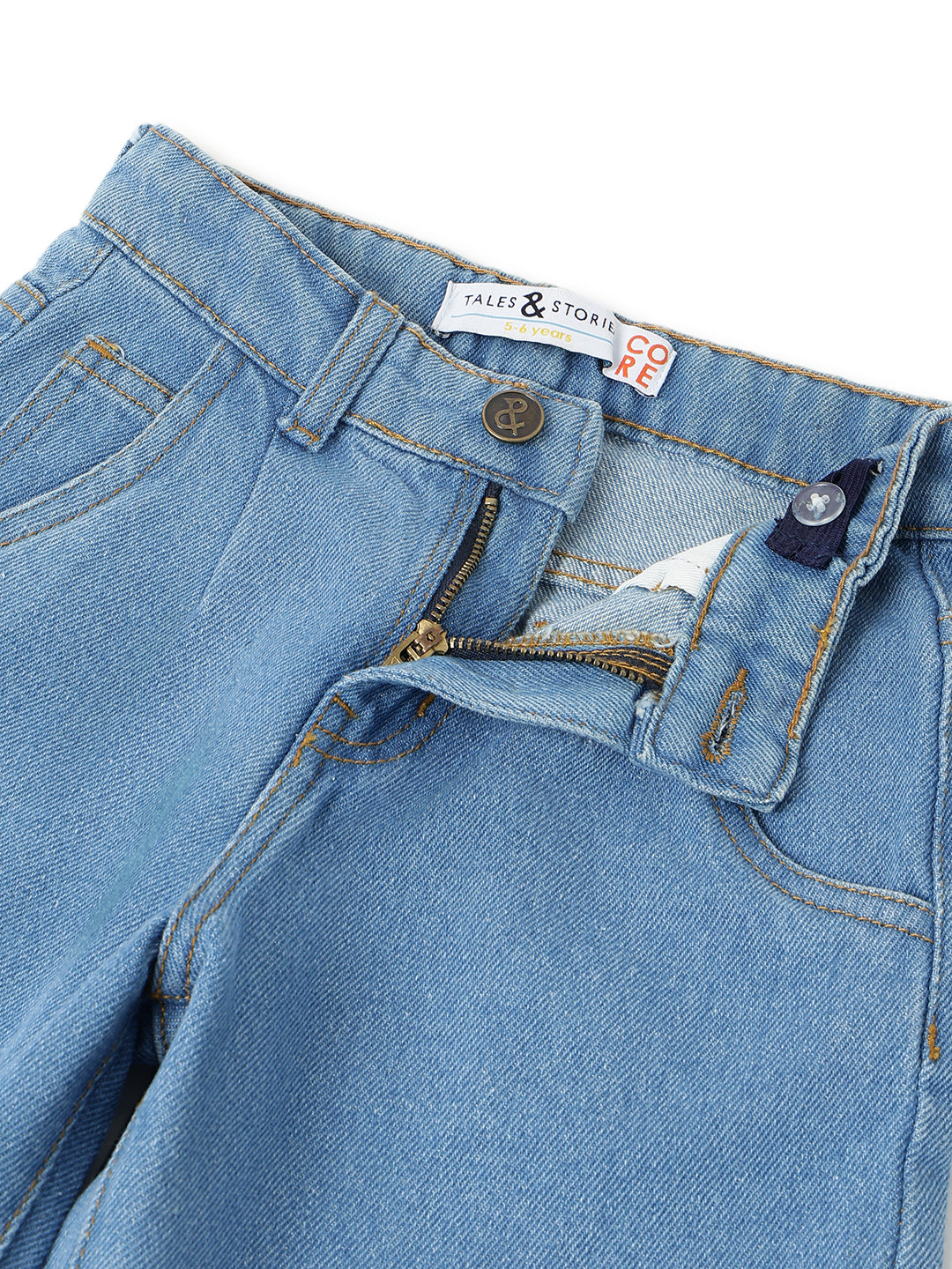 Girls Light Blue Washed Slouchy Denim Jeans