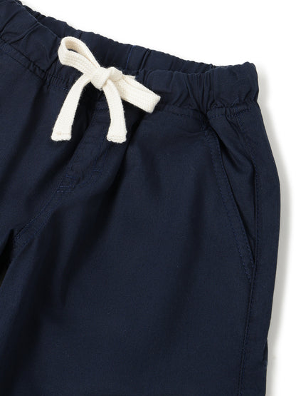 Boys Cotton Navy Blue Solid Joggers