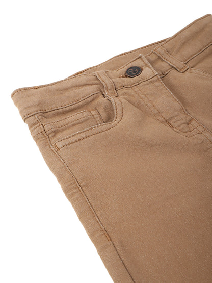 Girls Brown  Lycra Washed Bell Bottom  Jeans