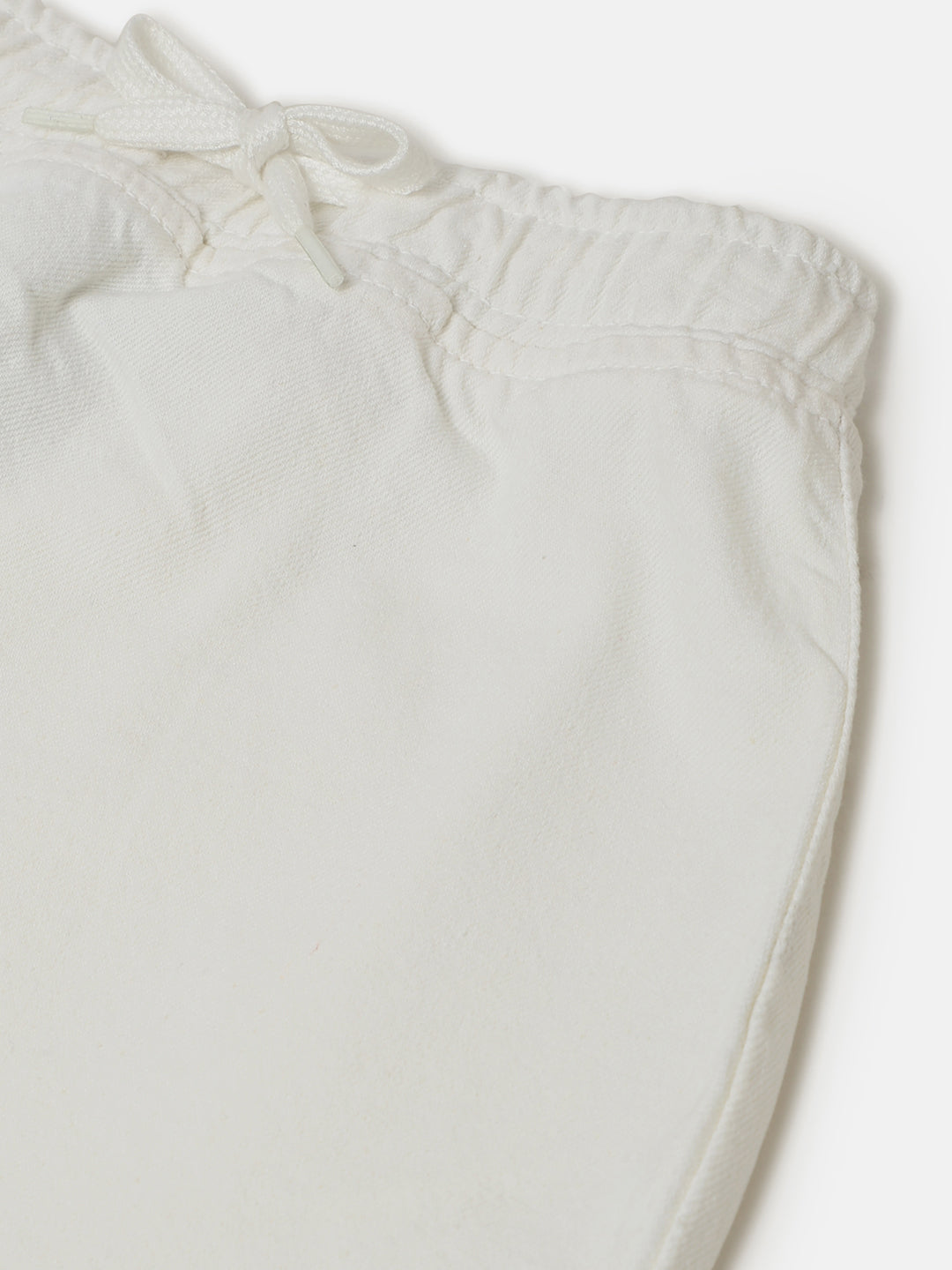 Girls White Cotton Solid Skirt