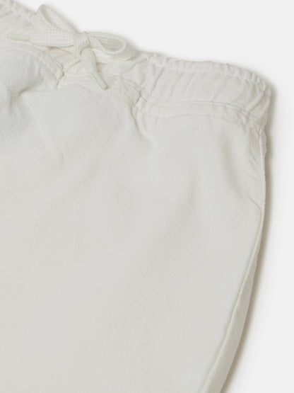 Girls White Cotton Solid Skirt