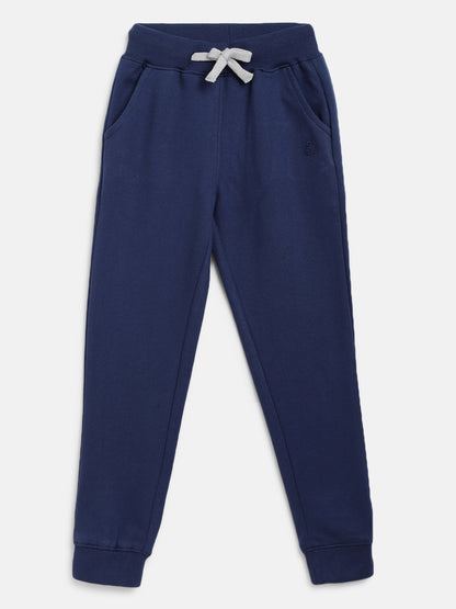 Boys & Girls Cotton Solid Navy Blue Lounge Set