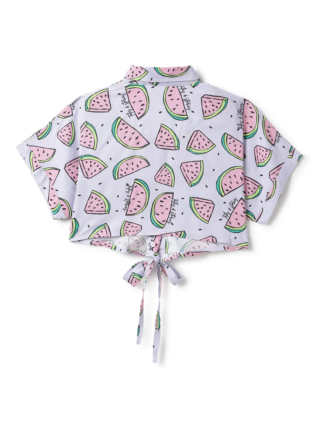 Girls Purple Printed Crop Shirt