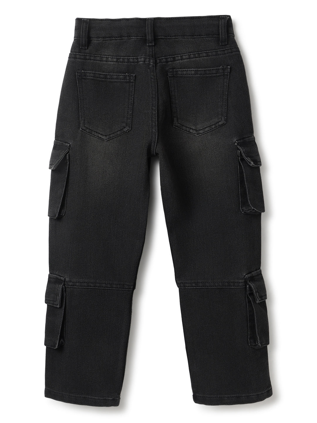 Boys Black Baggy Cargo Denim Jeans