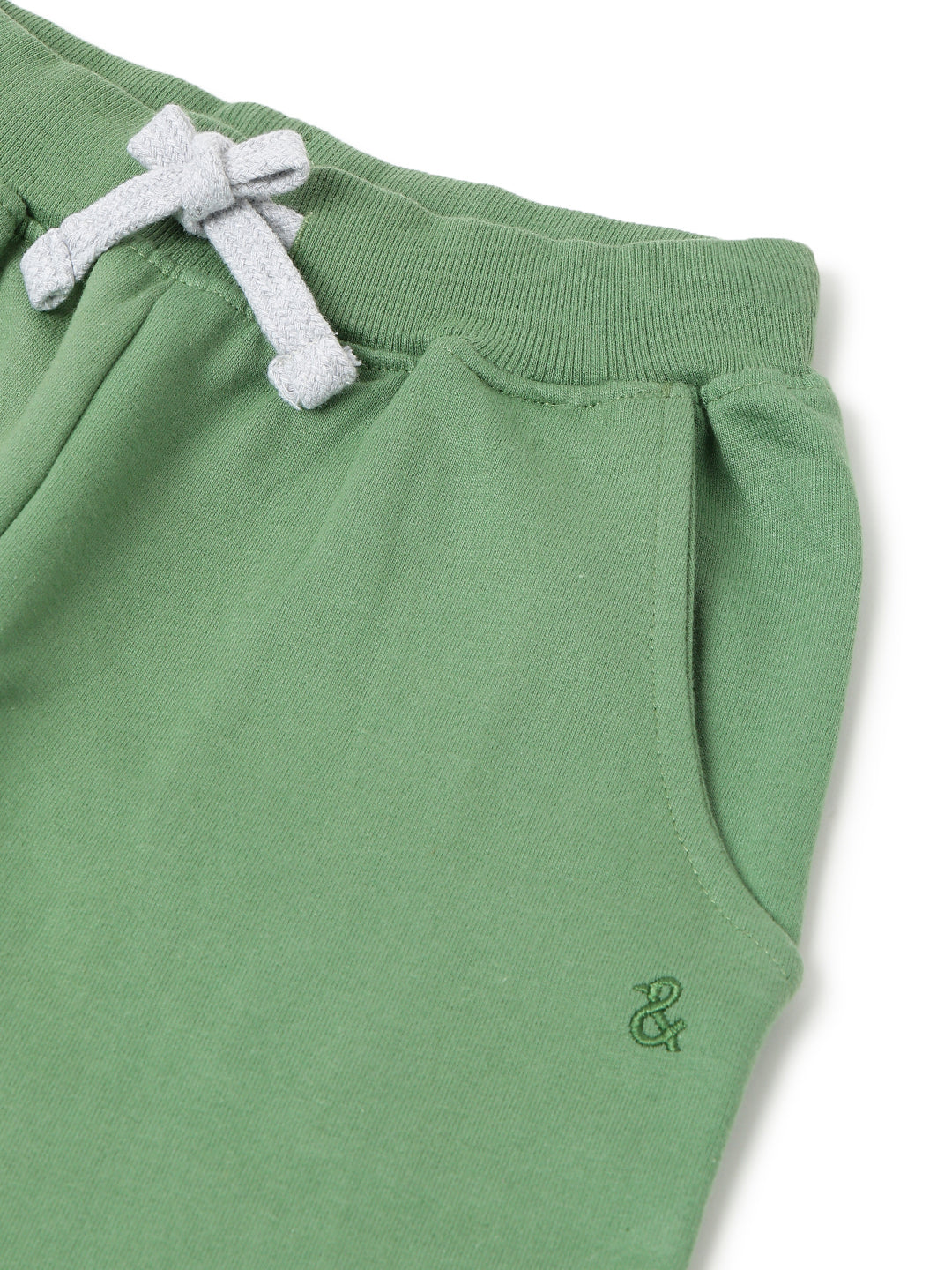 Boys Olive Solid Cotton Joggers