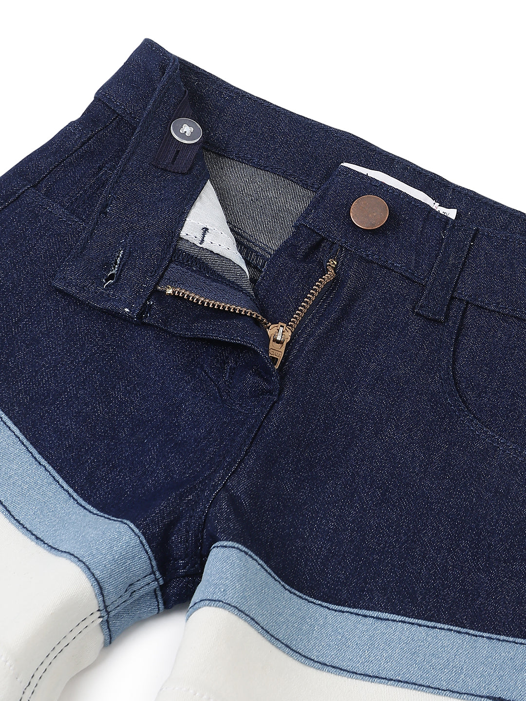 Girls Dark Blue Solid Lycra Shorts