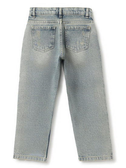 Boys Khaki Tint Denim Baggy Fit  Jeans