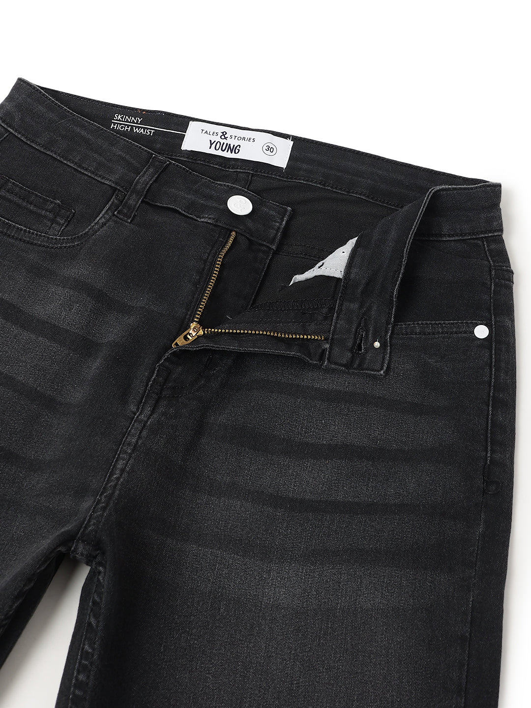 Women Denim Lycra Black Washed Jeans