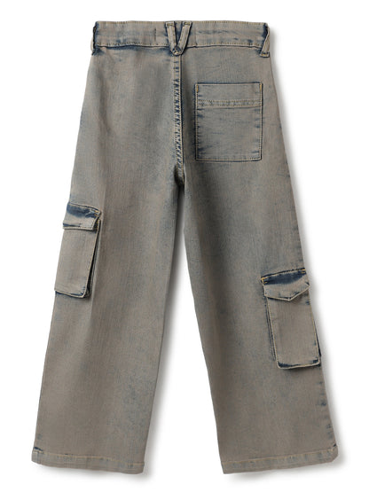 Boys Khaki Tint Denim Dad Fit Jeans