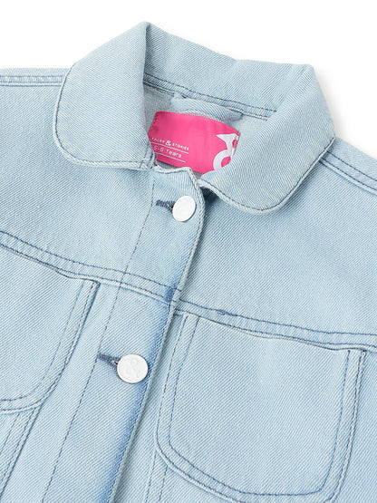 Girls Denim Cotton Light Blue Washed Jacket
