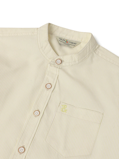 Boys Cream Cotton Striped Shirt