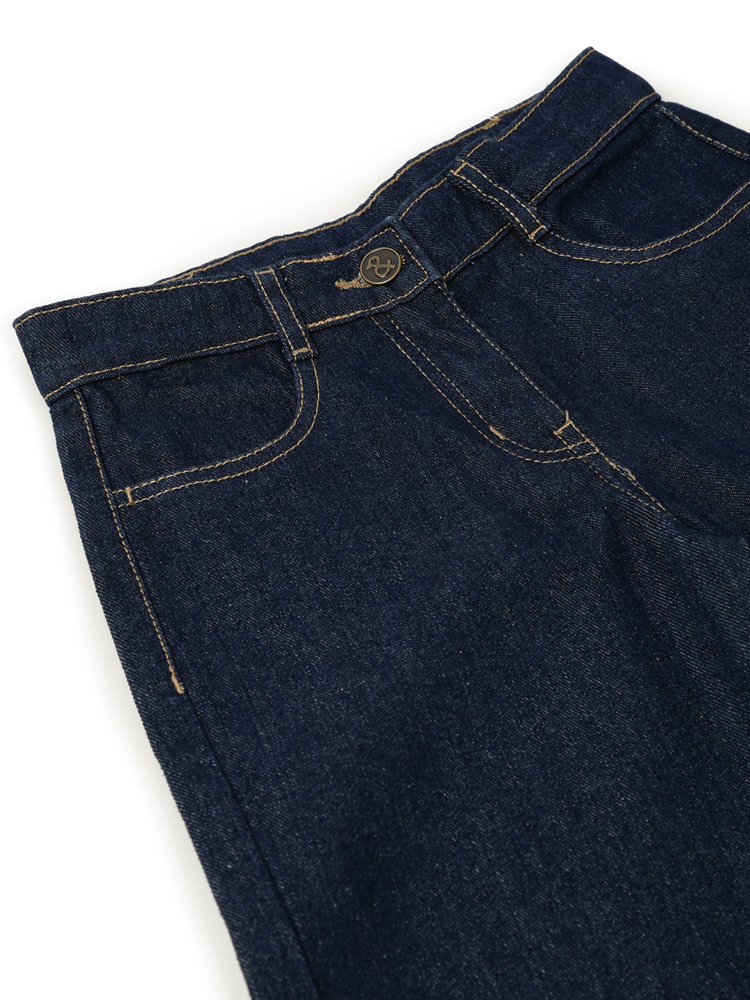 Girls Dar Blue Cotton Poly Solid Capri