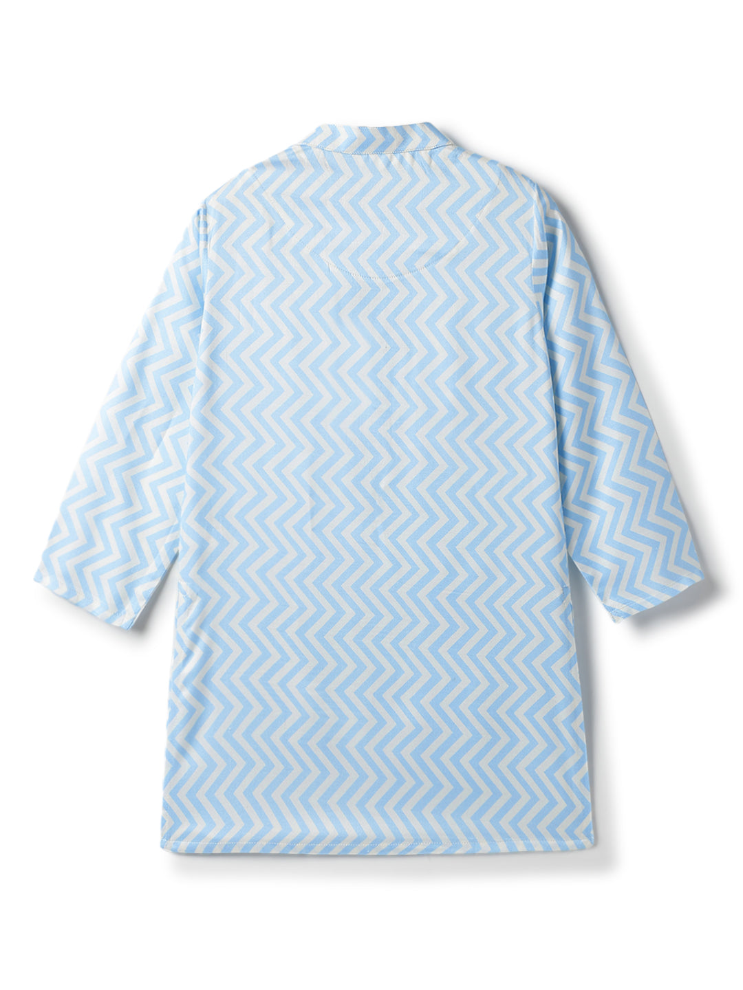 Boys Viscose Blue Full Sleeve Ethnic Kurta Set with Printed Jacket