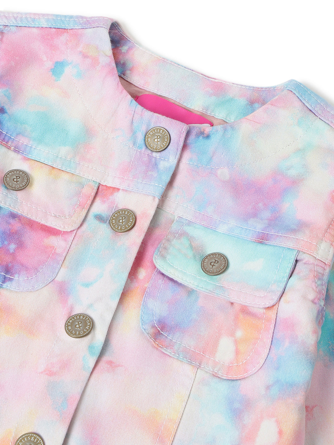 Girls Multi-Color Cotton Tie & Dye Jacket
