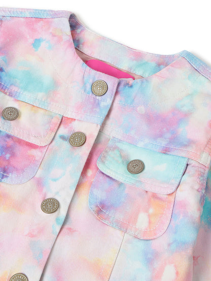 Girls Multi-Color Cotton Tie & Dye Jacket