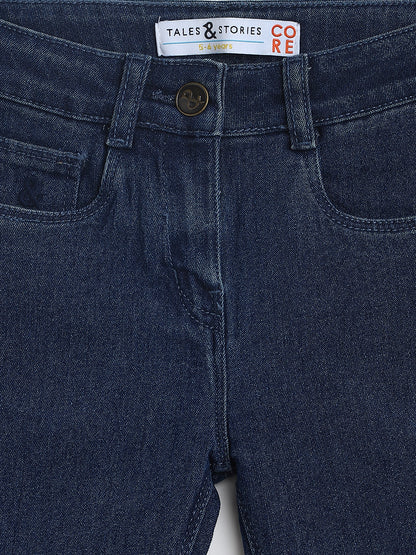 Girls Dark Blue Slim Fit Jeans