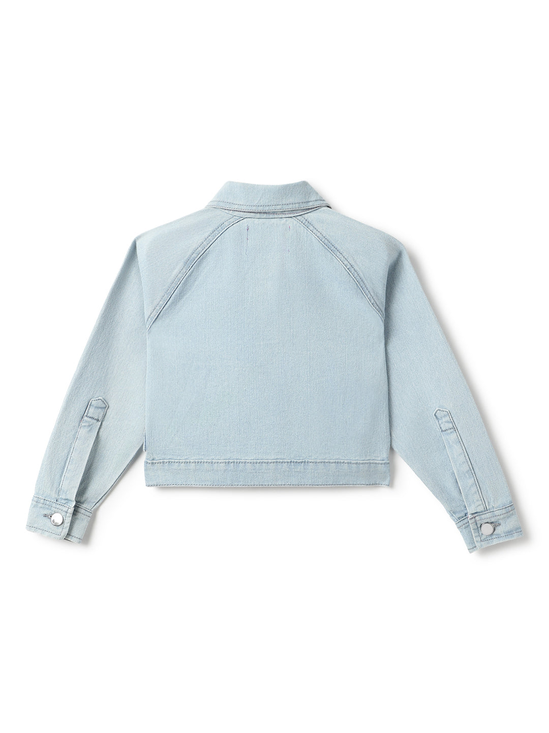 Girls Light Blue Denim Oversized Fit Jacket
