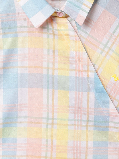 Girls Multi-Color Viscose Checked Top