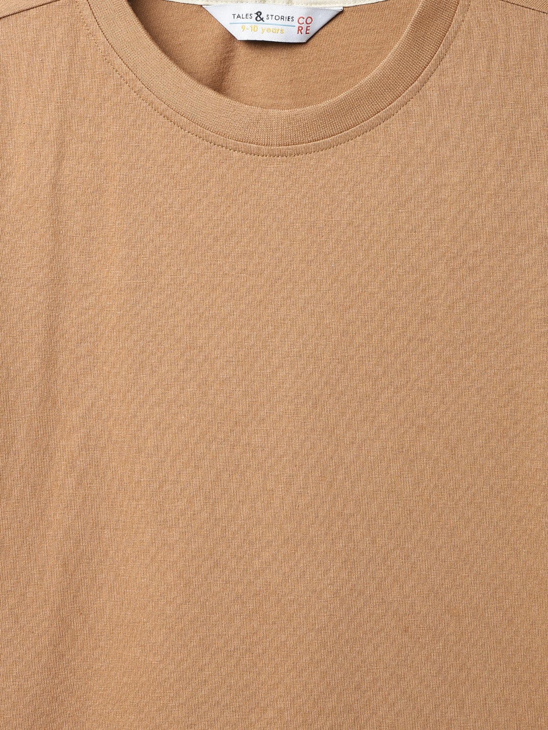 Boys Brown Solid Cotton T-shirt