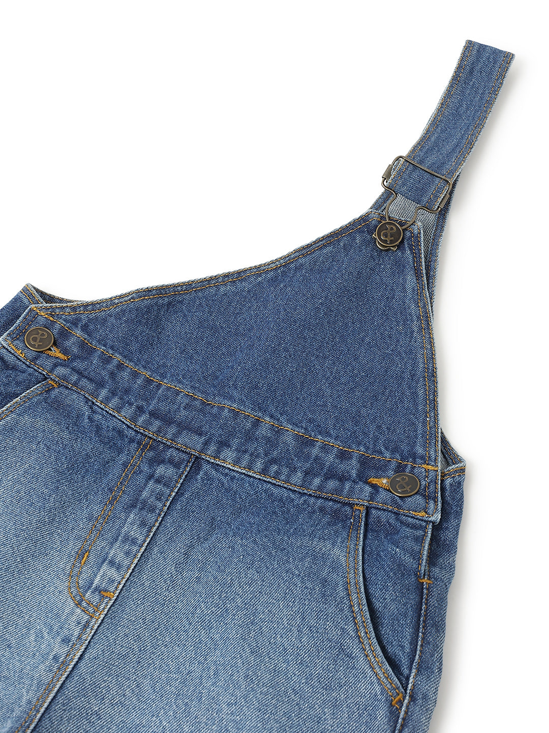 Girls Denim Cotton Blue Half Dungaree