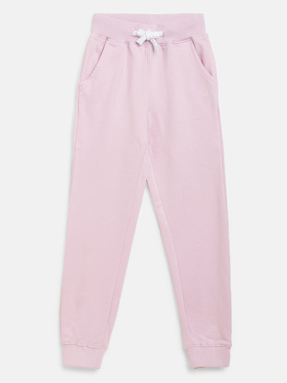 Boys & Girls Cotton Solid Pink Lounge Set
