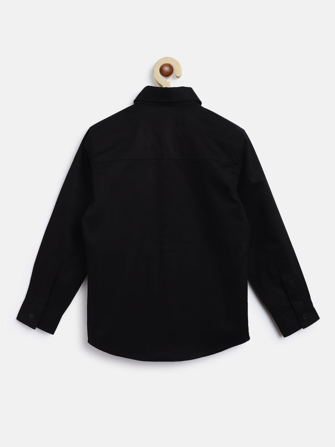 Boys Cotton Black Shirt with Beige Trouser Set