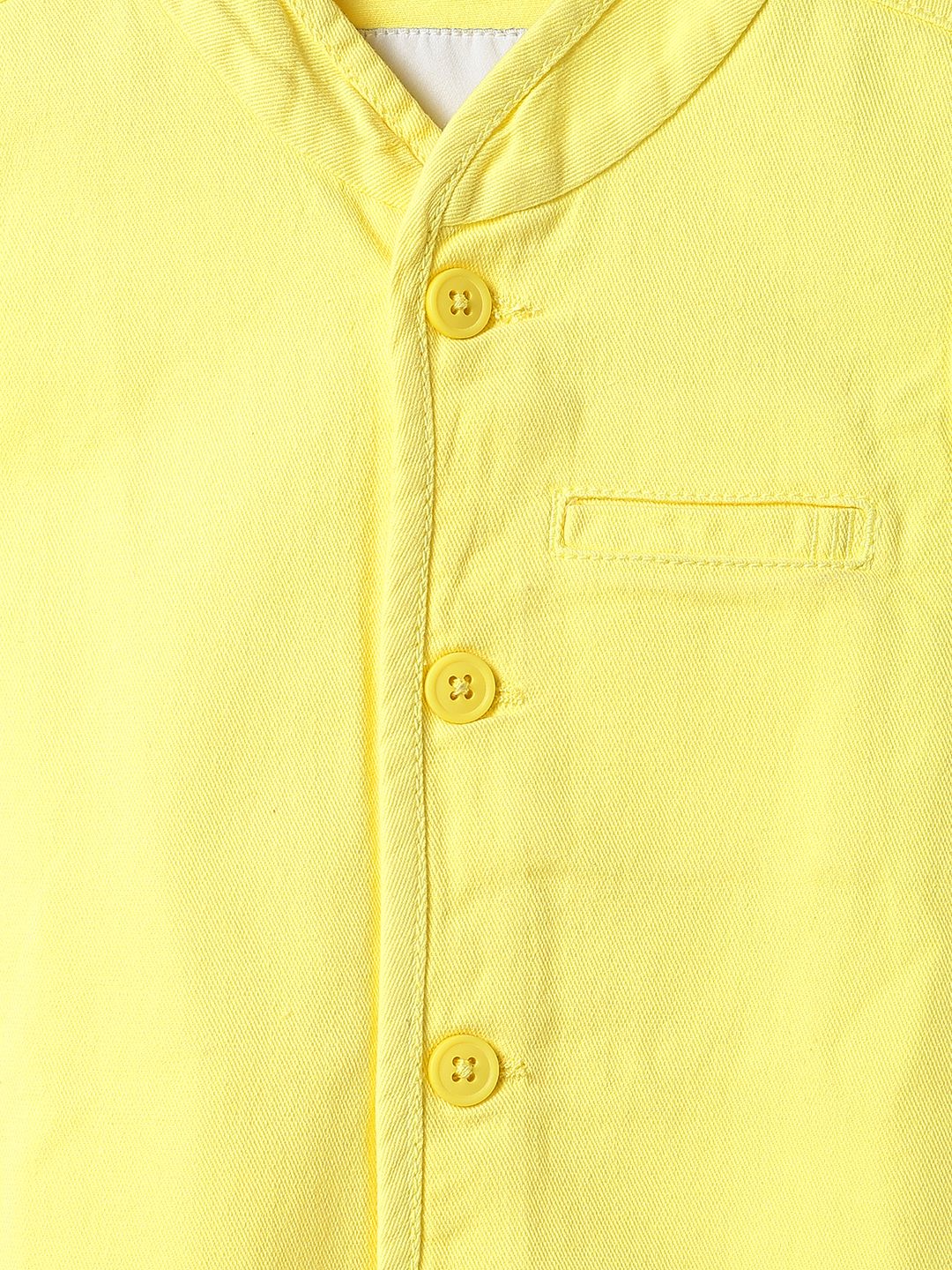 Boys Yellow Lycra Solid Waist Coat