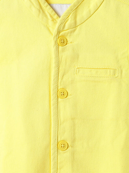 Boys Yellow Lycra Solid Waist Coat