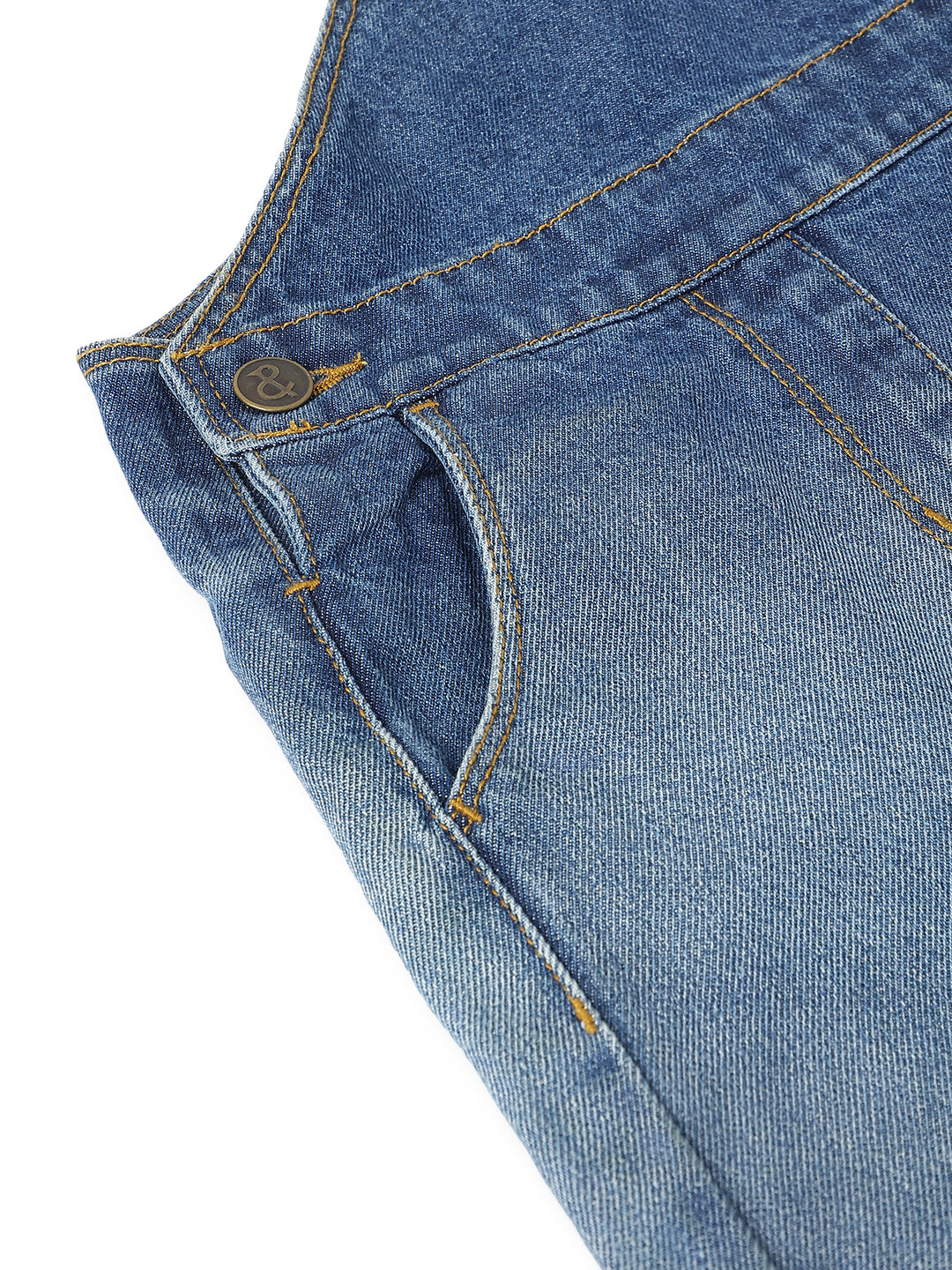 Girls Denim Cotton Blue Half Dungaree