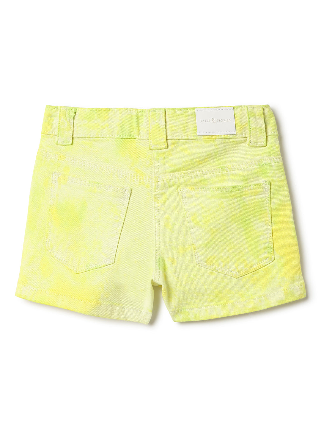 Girls Green Neon Lycra Regular Fit Washed Shorts