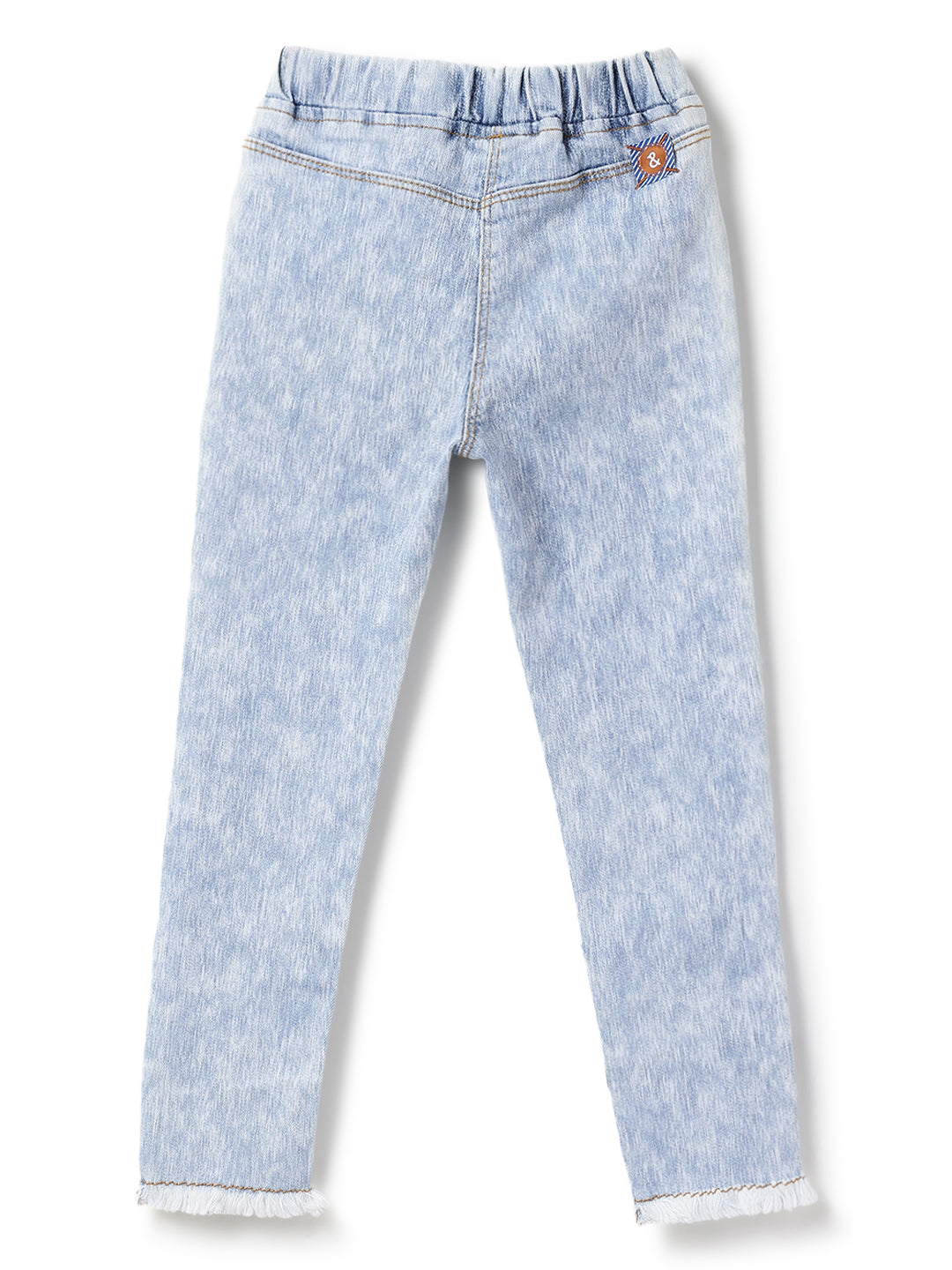 Girls Light Blue Slim Fit Lycra Washed Jegging