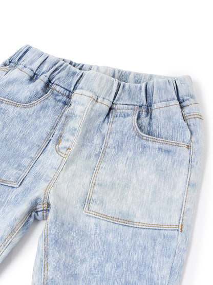 Girls Light Blue Slim Fit Lycra Washed Jegging