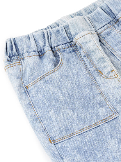 Girls Light Blue Slim Fit Lycra Washed Jegging